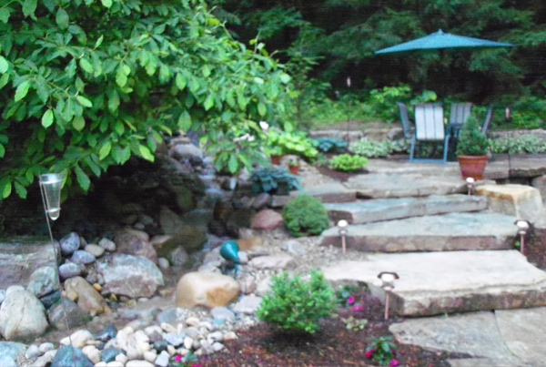 Hopkins Property Patio and Waterfall